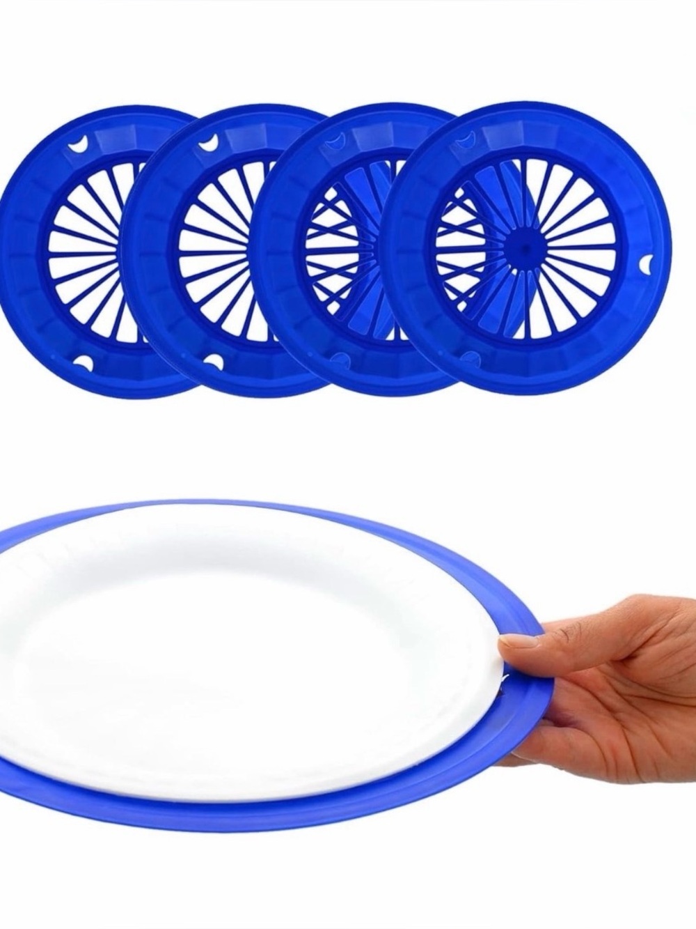 4 Pack 10” Plastic Paper Plates Grippers Holder Secure Home BBQ, Party Serving